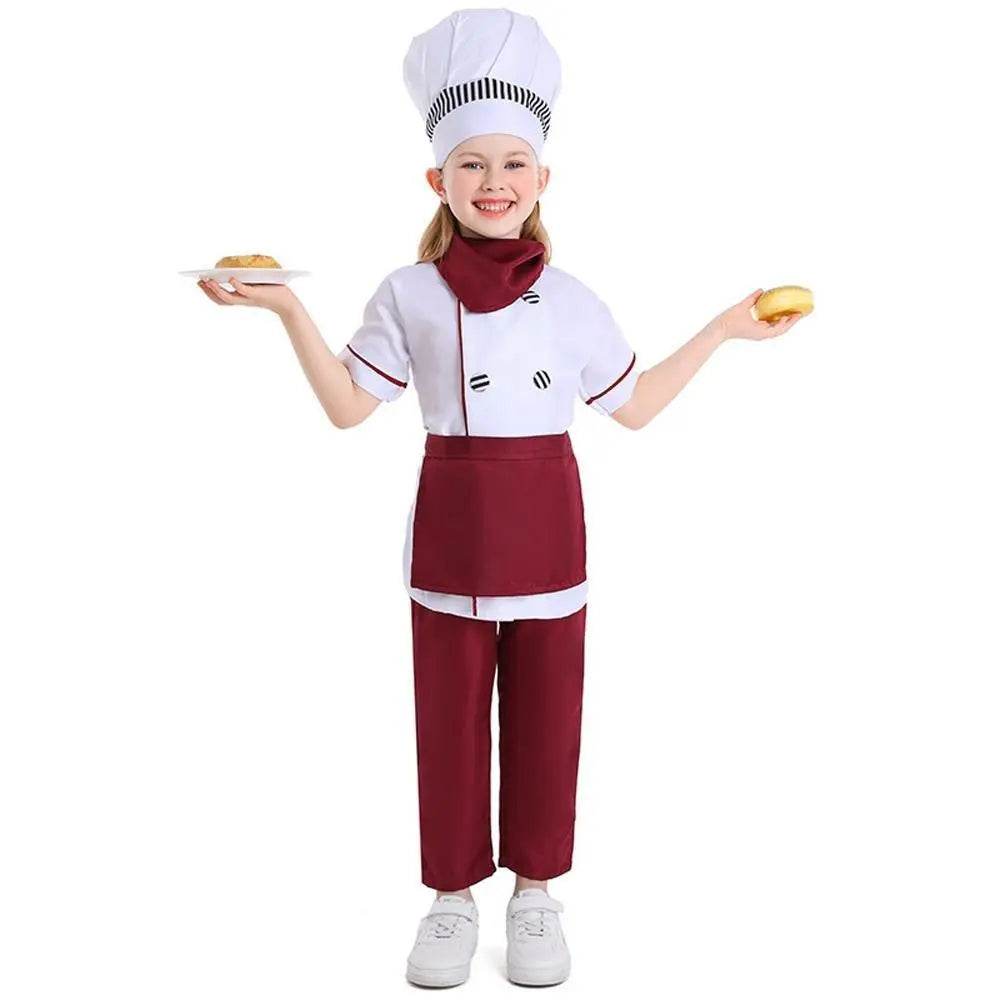Western pastry chef costume for Kids Apron and Hat Set Cooking Baking - Azufun