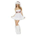 White Christmas Costume Snowman Party Performance Skirt Suit for Women - Azufun