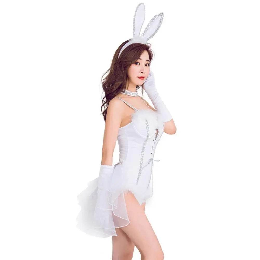 White Rabbit Costumes Bunny girl stage Halloween Cosplay for Adult - Azufun