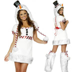 White Snowman Costume Woman Dress Halloween Christmas Party Wear - Azufun