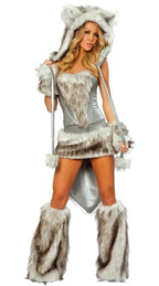 Catwoman Faux Fur Furry Animal Halloween Costume Cosplay Fancy Dress Women - Azufun