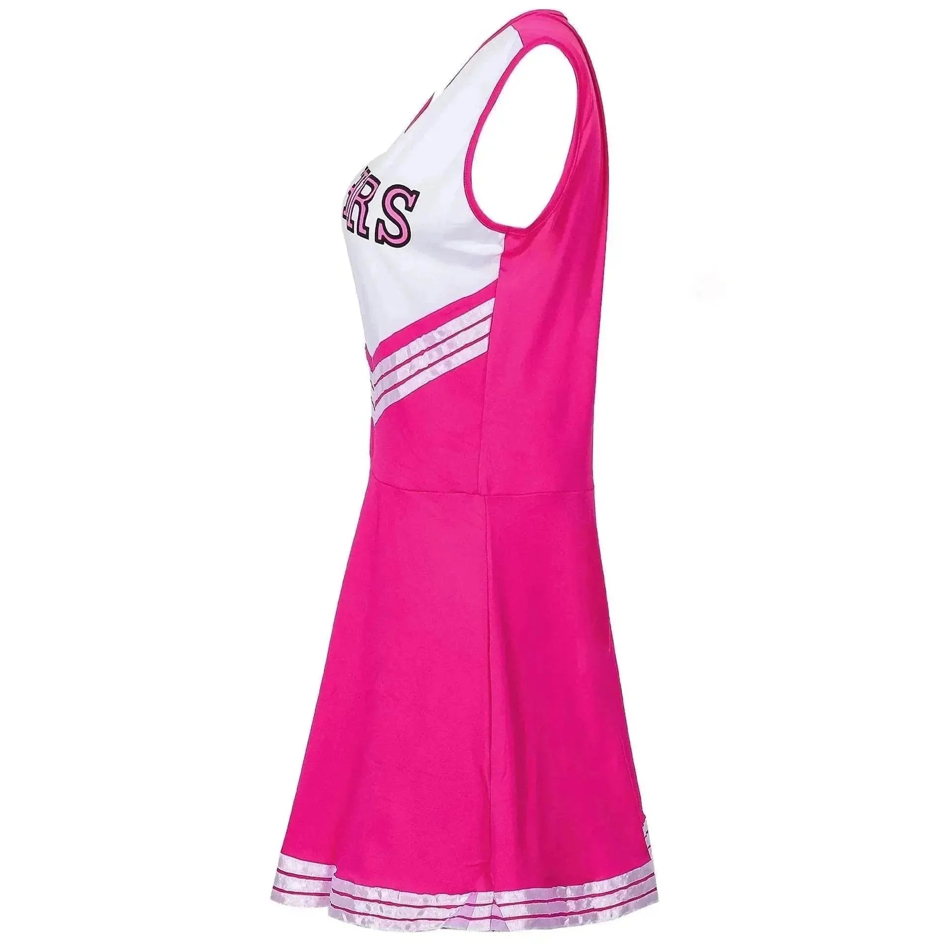 Women Cheerleader Costume Outfit With Poms Fancy Uniform Sports Dress - Azufun
