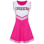 Women Cheerleader Costume Outfit With Poms Fancy Uniform Sports Dress - Azufun