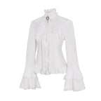 Women's Lolita Palace Retro Blouse Long Bell Sleeve Ruffled Shirt - Azufun