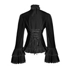 Women's Lolita Palace Retro Blouse Long Bell Sleeve Ruffled Shirt - Azufun