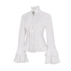 Women's Lolita Palace Retro Blouse Long Bell Sleeve Ruffled Shirt - Azufun
