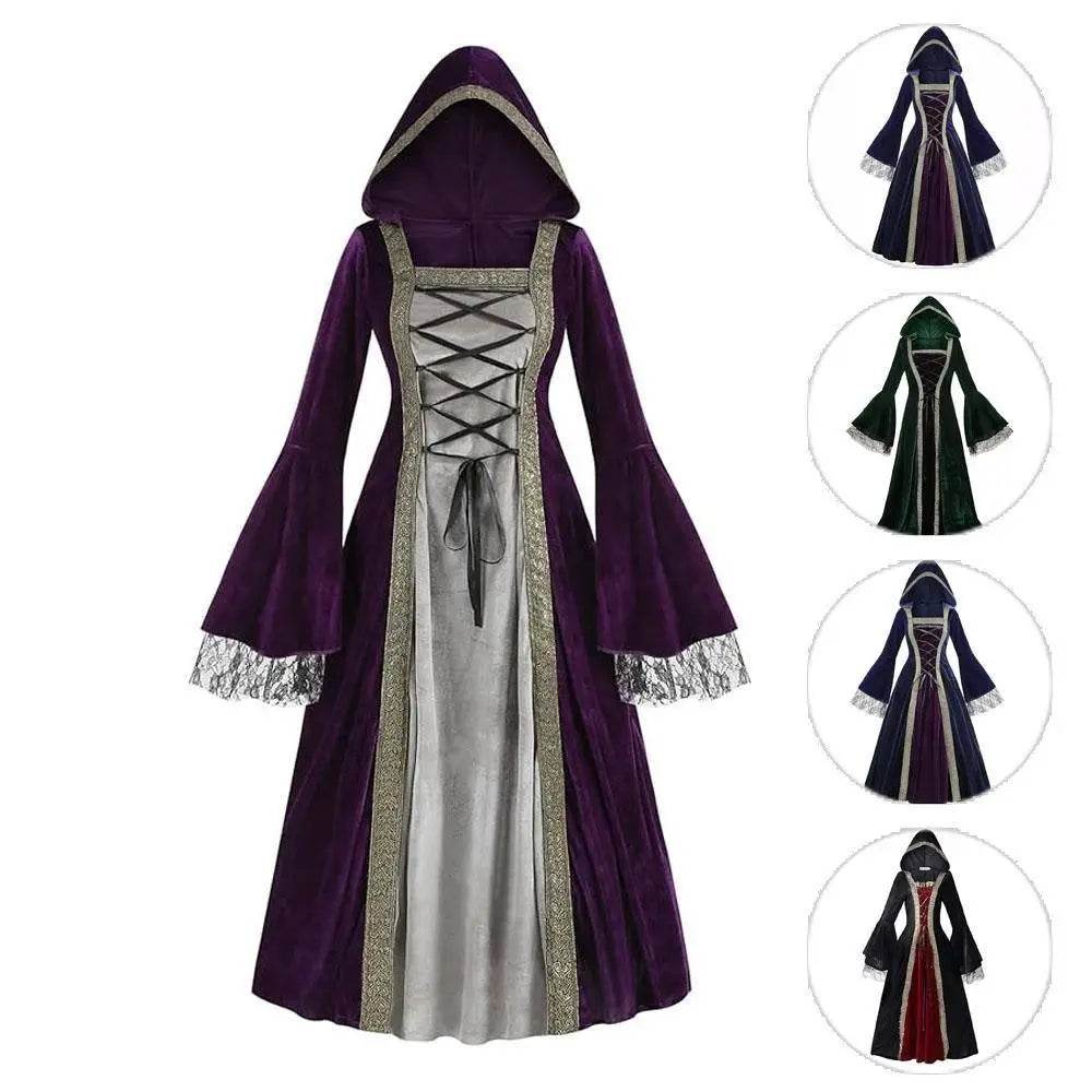Womens Medieval Renaissance Costume Plus Size Medieval Role Play Dress - Azufun