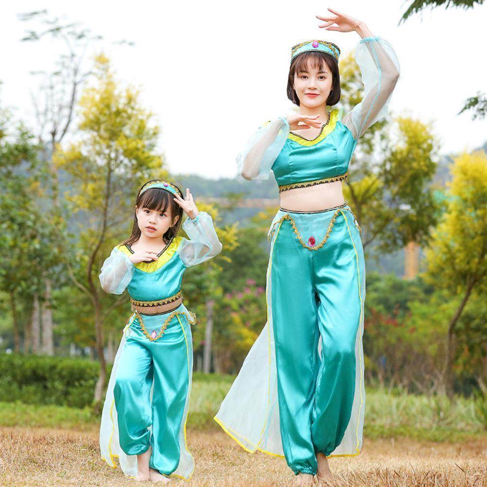 Aladdin Princess Jasmine Costume Cosplay Matching Dress Mom And Me - Azufun