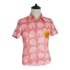 Animal Crossing Button Up Shirt Costume Cosplay Leaf Tee Shirts Top Halloween Outfit Dress Up For Adults - Azufun