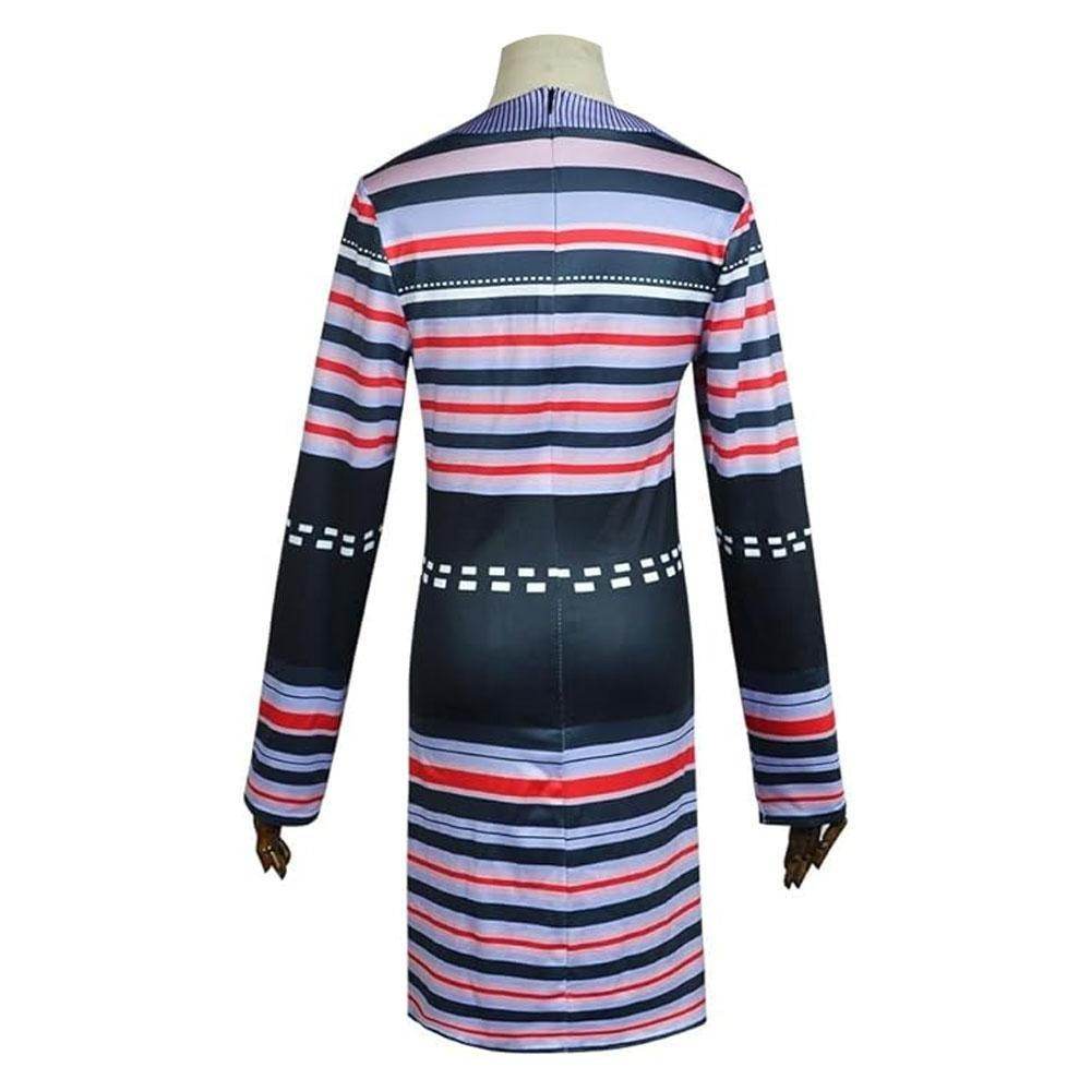 Astrid Deetz Costume Ball Dress Beetlejuice Skirt Striped Dress For Women Halloween - Azufun