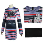 Astrid Deetz Costume Ball Dress Beetlejuice Skirt Striped Dress For Women Halloween - Azufun