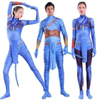 Avatar 2 Neytiri Battle Costume Tail Suit Unisex Jumpsuit Halloween Cosplay Zentai Bodysuit for Adult Kids - Azufun