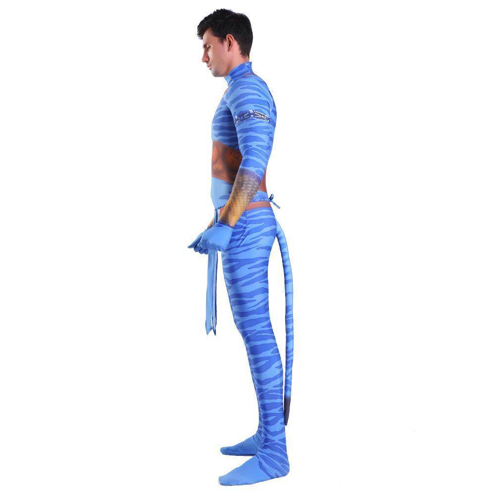 Avatar 2 Neytiri Battle Costume Tail Suit Unisex Jumpsuit Halloween Cosplay Zentai Bodysuit for Adult Kids - Azufun