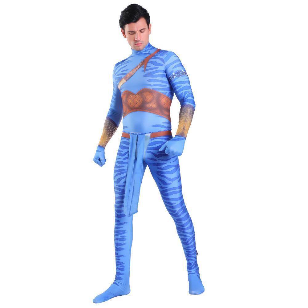 Avatar 2 Neytiri Battle Costume Tail Suit Unisex Jumpsuit Halloween Cosplay Zentai Bodysuit for Adult Kids - Azufun