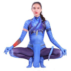 Avatar 2 Neytiri Battle Costume Tail Suit Unisex Jumpsuit Halloween Cosplay Zentai Bodysuit for Adult Kids - Azufun
