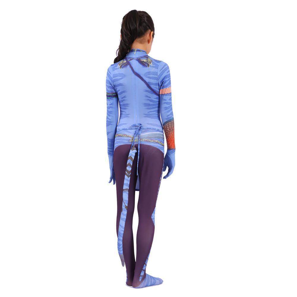 Avatar 2 Neytiri Battle Costume Tail Suit Unisex Jumpsuit Halloween Cosplay Zentai Bodysuit for Adult Kids - Azufun