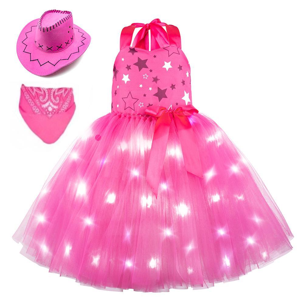 Barbie Movie Margot Barbie Pink Glow Tutu Dress Halloween Outfits Cosplay Costume Kids - Pajamasbuy
