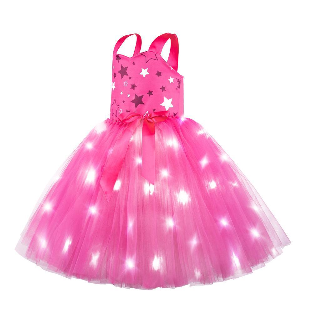 Barbie Movie Margot Barbie Pink Glow Tutu Dress Halloween Outfits Cosplay Costume Kids - Pajamasbuy