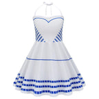 Barbie Movie Margot Sleeveless Halter Neck Dress Halloween Outfits Cosplay Costume Kids - Pajamasbuy