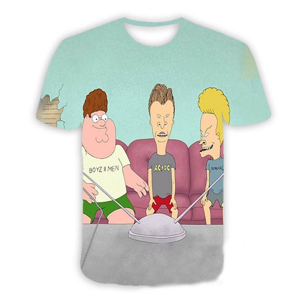 Beavis and butthead costumes round neck short sleeve men's 3D T-shirt - Azufun