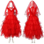 Beetlejuice Lydia Deetz Red wedding Dress Halloween Cosplay Costume For Women - Azufun