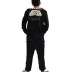 Black King Kong Costume Suit Cartoon Animal Kigurumi Flannel Onesie for Adults - Azufun
