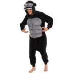 Black King Kong Costume Suit Cartoon Animal Kigurumi Flannel Onesie for Adults - Azufun