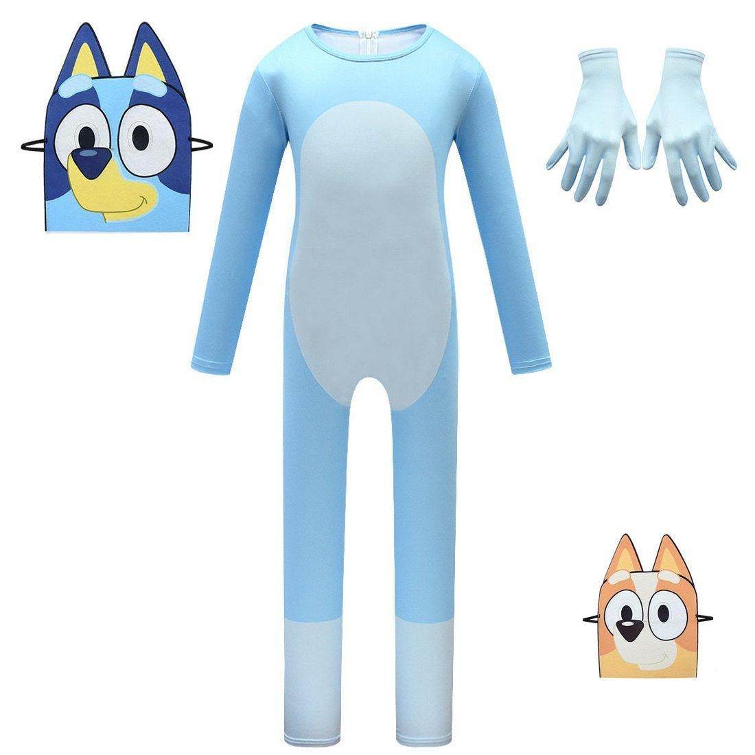 Boys Bluey Girls Bingo Dog Kids Halloween Cosplay Party jumpsuit Onesie Costume - Azufun