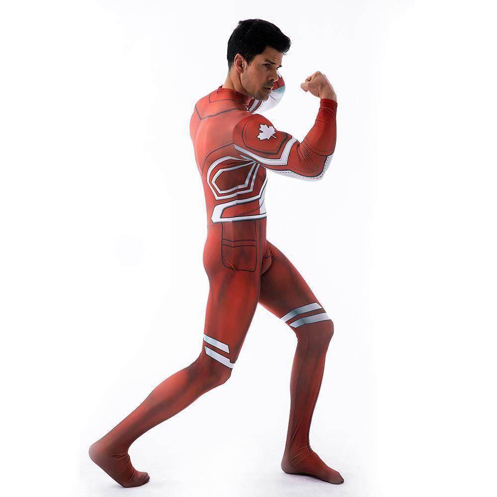 Captain Canuck Cosplay Costumes Jumpsuit Superhero Halloween Tights Zentai For Adult Kids - Azufun