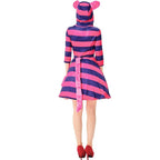 Cheshire Cat Costume Women Alice in Wonderland Party Dress Halloween - Azufun