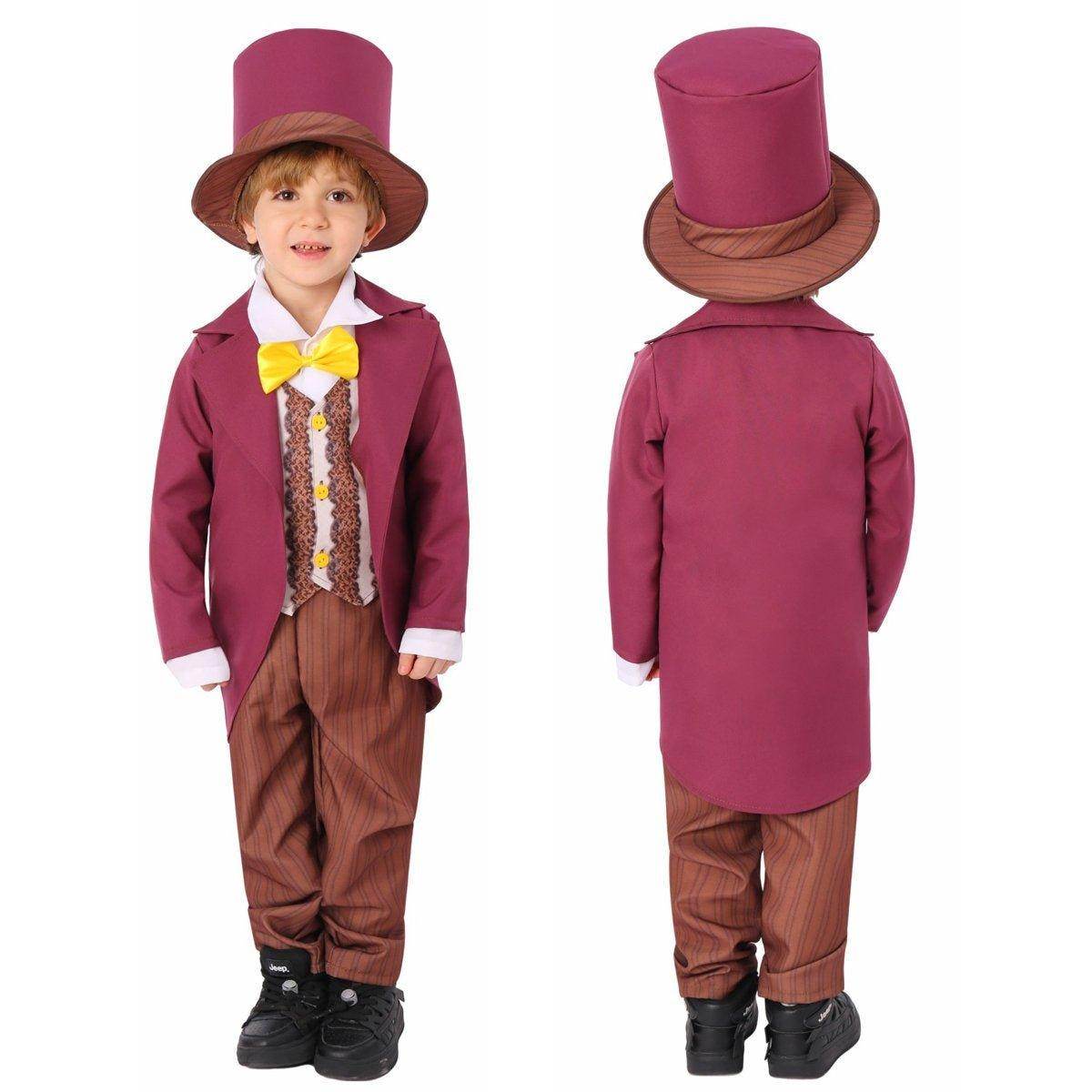 Chocolate Willy Wonka Movie Purple Kids Party Suit Cosplay Costumes Halloween - Azufun