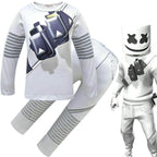 DJ Marshmello Chris Comstock Costume Top Pants Mask for Kid - Azufun