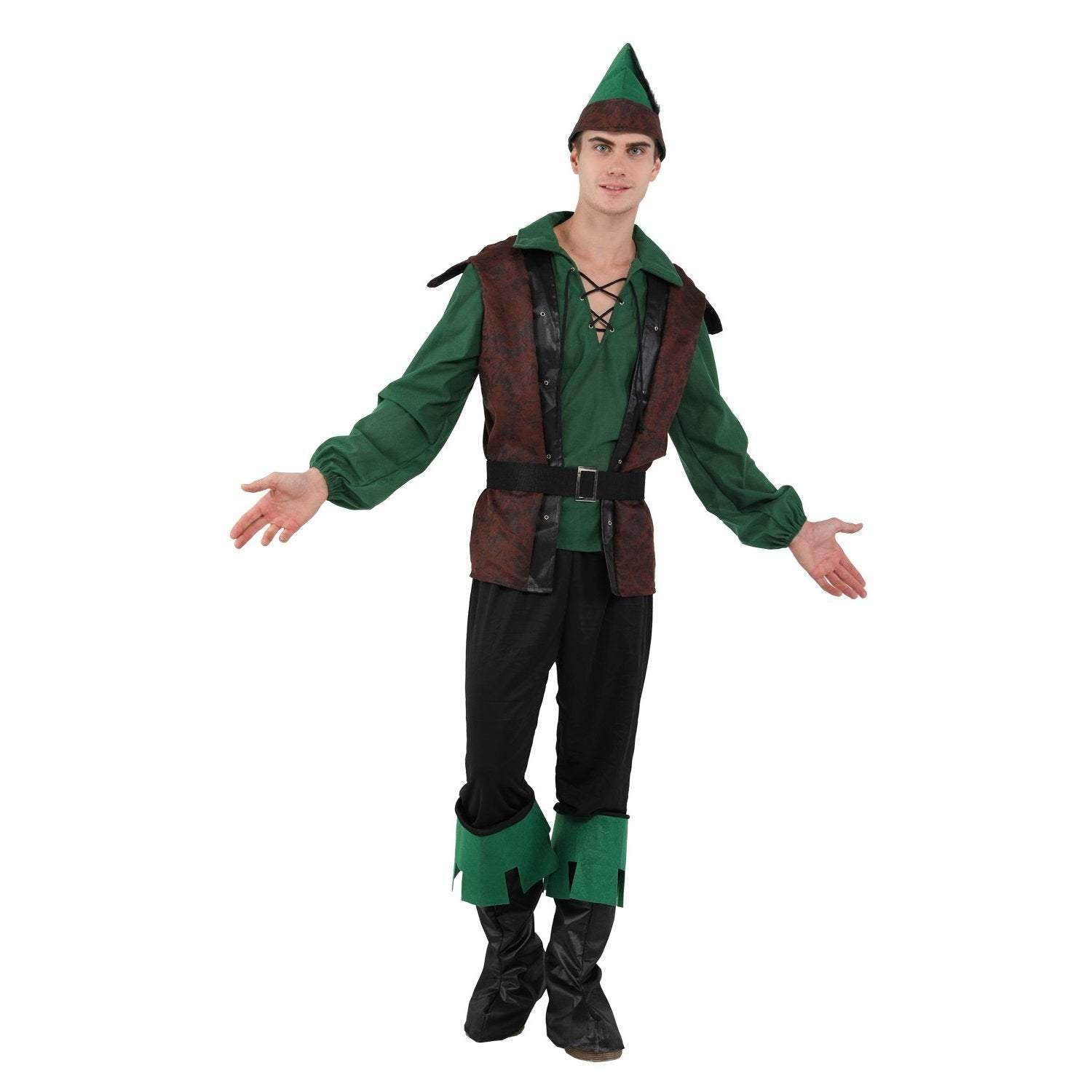Forest Prince Costumes for Men Halloween Adult Hunter Cosplay Set Green Outfit - Azufun