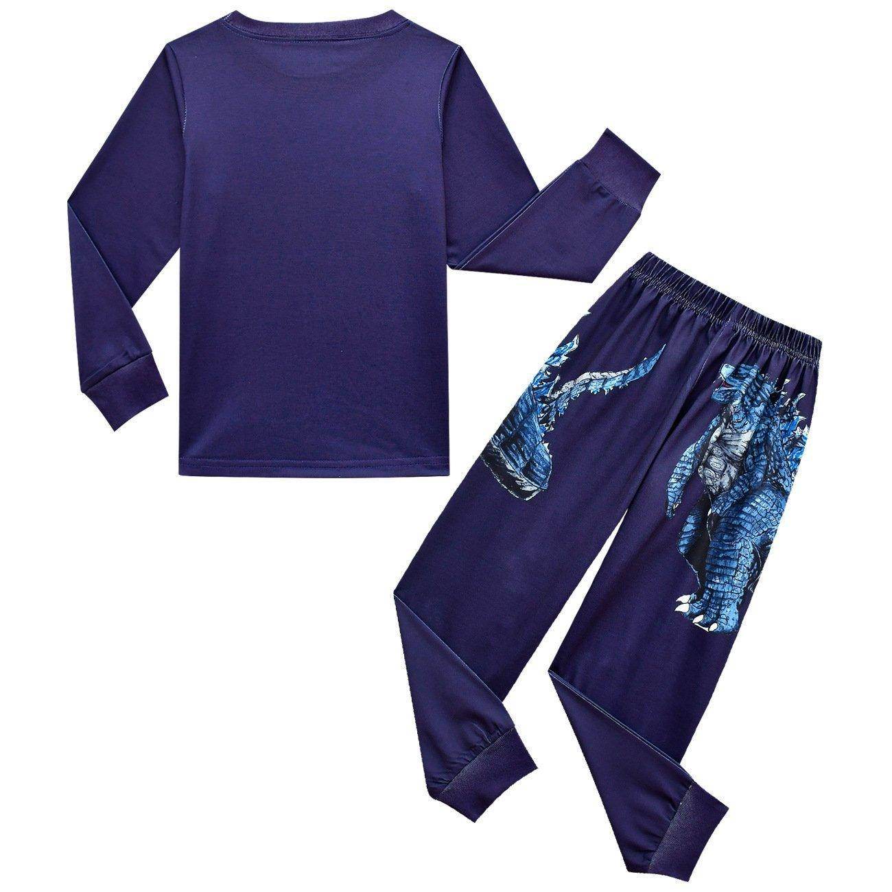 Godzilla Vs Kong Printed Two-piece Boy Long-sleeved Trousers Pajamas - Azufun