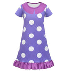 Inside Out Cosplay Costume Ruffle Nightgown for Girls Kids' Homewear Dress with Bag - Azufun