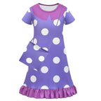 Inside Out Cosplay Costume Ruffle Nightgown for Girls Kids' Homewear Dress with Bag - Azufun