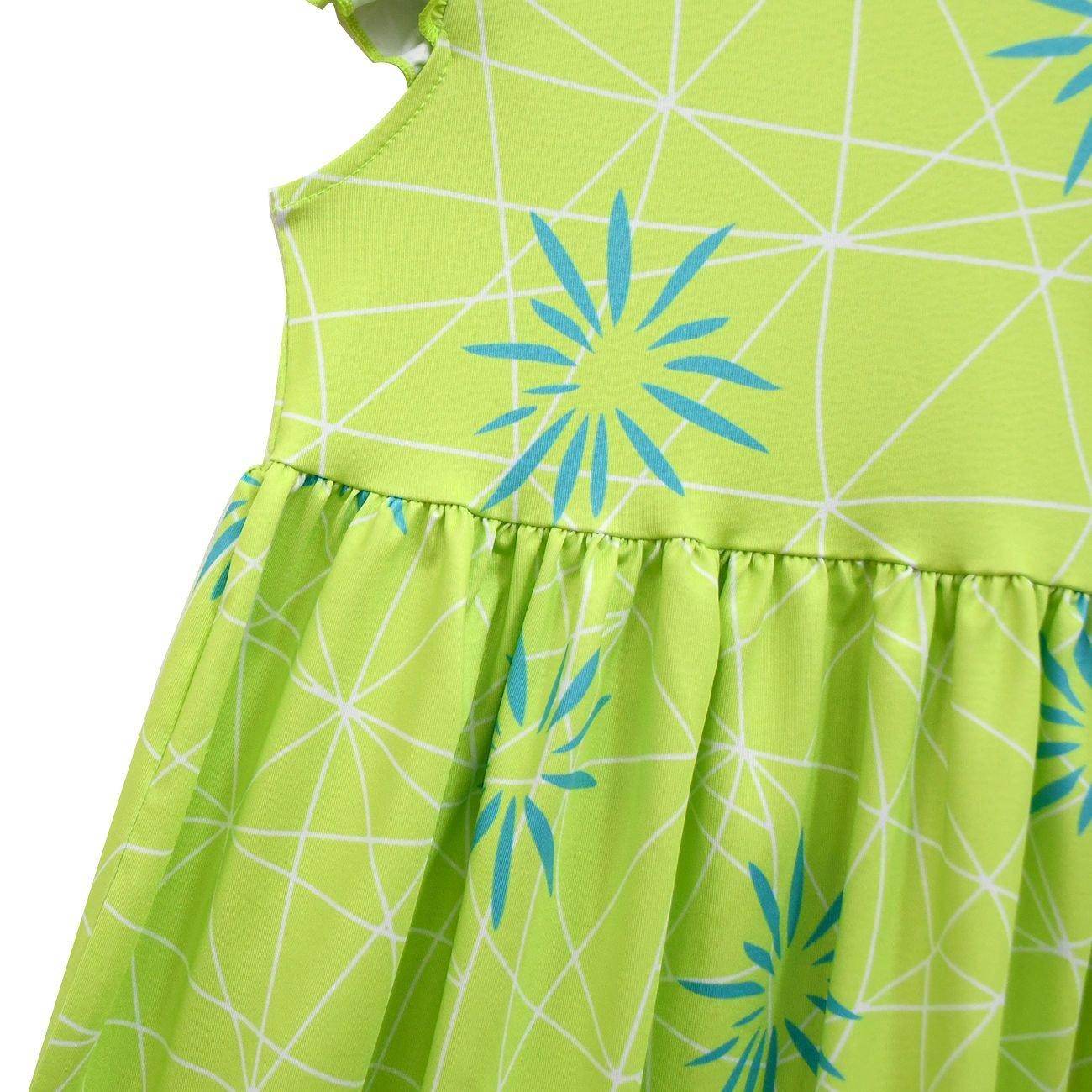 Inside Out Joy Cosplay Costume Dress for Girls Flutter Sleeve A Line Dress with Bag - Azufun