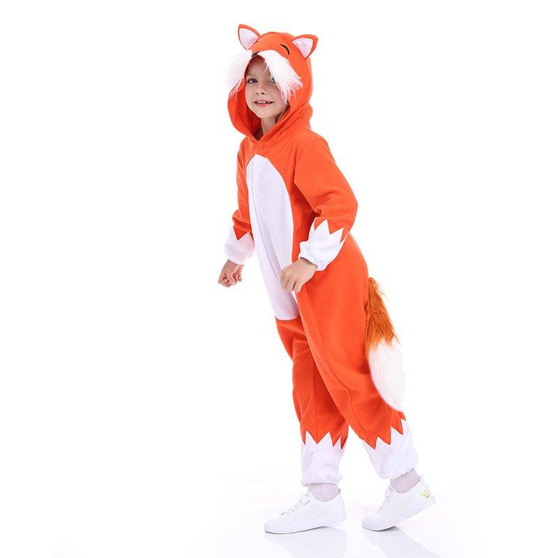 Christmas Costumes Kids Cartoon Fox Kigurumi Pajamas Hooded Jumpsuit