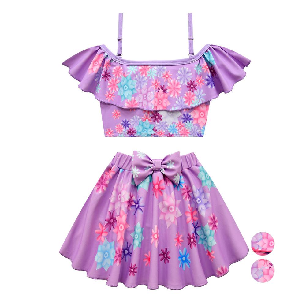 Encanto Isabela Swimsuits Girls Swimwear Ruffles Beach Surf Swimming Tankini Set