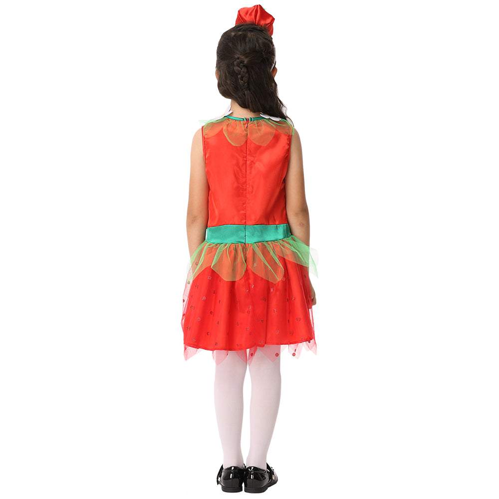 Red Shopkins Strawberry Dress Girls Costume Halloween Children's Day