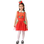 Red Shopkins Strawberry Dress Girls Costume Halloween Children's Day