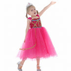 Aladdin Princess Cosplay Costume Dress Skirt Jasmine Birthday Halloween Party Mesh Outfit for Girls