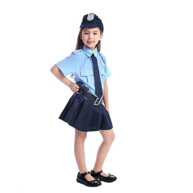 Police Officer Uniform Cool Halloween Cosplay Costume Set for Girls