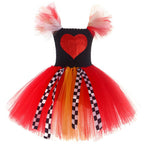 Alice Queen Of Hearts Costume Skirts Tulle Dress Kids Clothing Cosplay Role Play for Girls