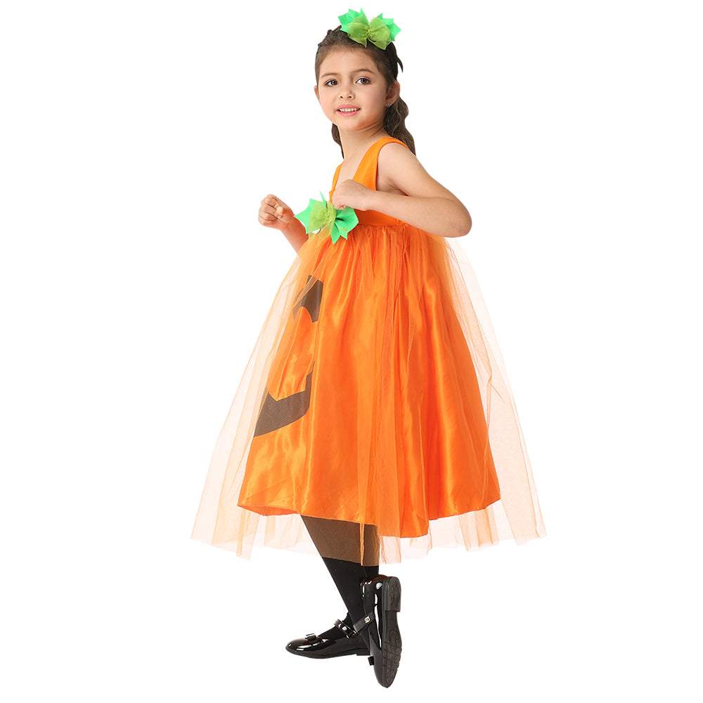 Orange Pumpkin Cute Dress Kid Halloween Costume Children's Day Costume