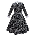 Wednesday Costume The Addams Family Cosplay Lapel Print Dress For Kids - Azufun