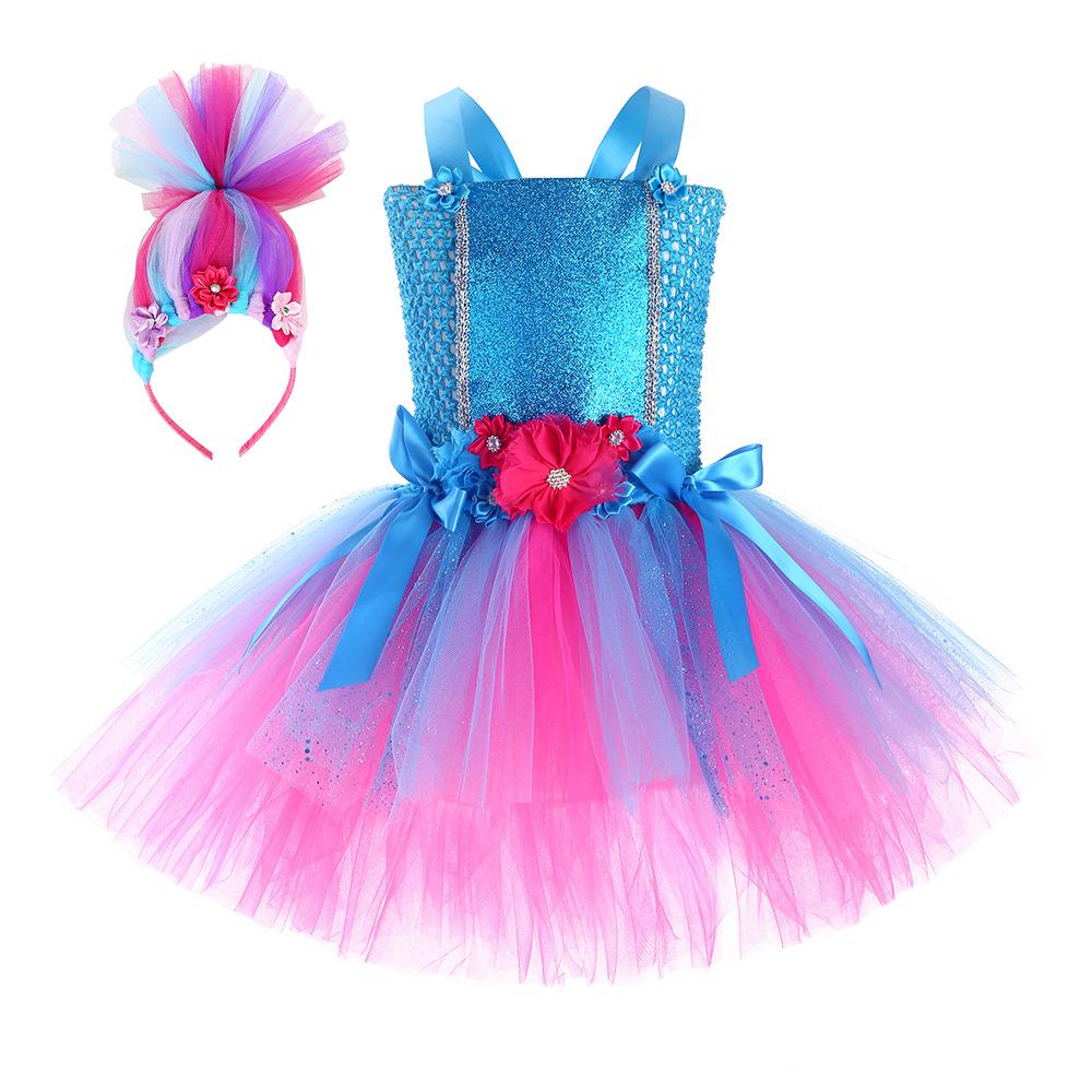 Magic Hair Anime Costume Fairy Princess Stage Role Play Dress Wig Halloween Birthday Party for Girls