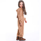 Family Matching Santa Deer Kigurumi Pajamas Hooded Zipper Jumpsuit