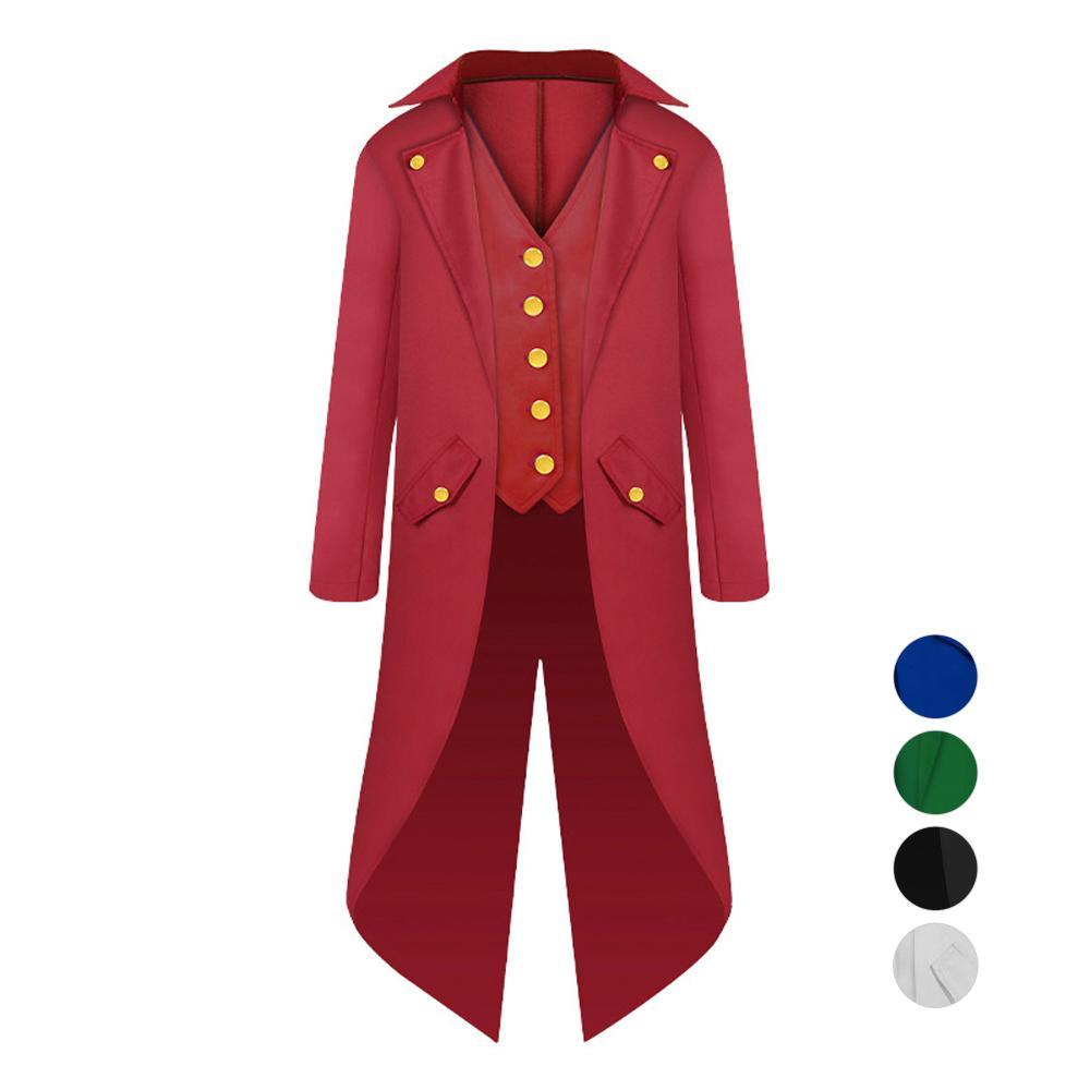 Vampire Gothic Jackets Vintage Halloween Costumes Medieval Steampunk Tailcoat Coat for kids - Azufun