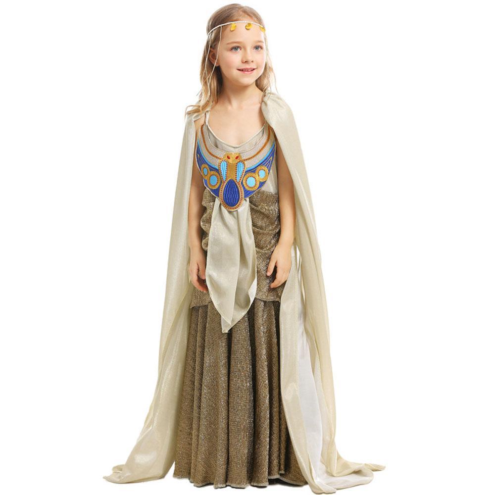 Egyptian Queen Cosplay Costume Ancient Egypt Dress Halloween Party Children Stage Skirt for Girls
